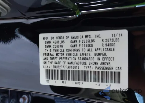 2015 Acura Tlx V6 Advance z USA, uszkodzony, nr VIN 19UUB2F77FA010816